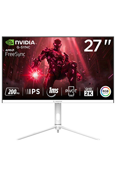 Rampage GLACIER GL27R200Q 27'' 200Hz 1ms Fast IPS QHD 2K AdaptiveSync RGB Pivot Beyaz Flat Oyuncu Monitörü
