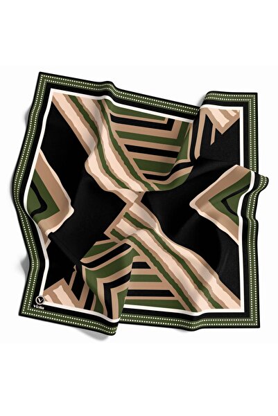 VİOLLA Soft Geometrik Desenli Zümrüt Yeşili Renkli 90x90 Eşarp (İpek İçermez)...