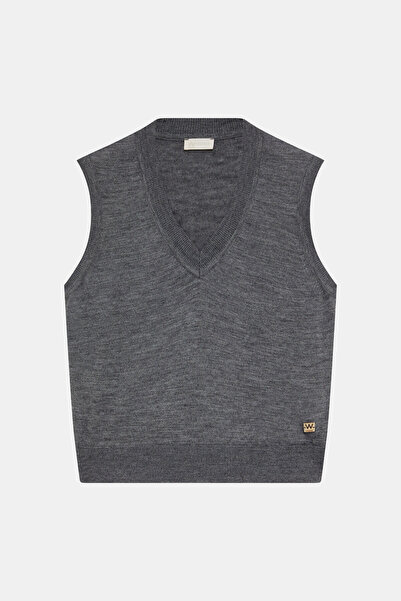 W Collection ANTRASİT YÜN KARIŞIMLI KOLSUZ TRİKO