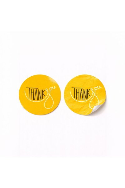 koliciabla Mustard Yellow'Thank You' Sticker (4X4Cm) - 48 Pieces |   A Warm Touch to Your Packages