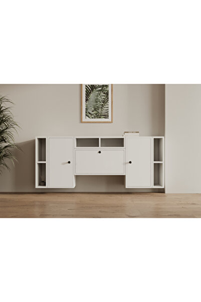 Nettrends Trio Çok Fonksiyonlu 3 Kapaklı Duvar Ünitesi ve Konsol Dolap MST-KN...