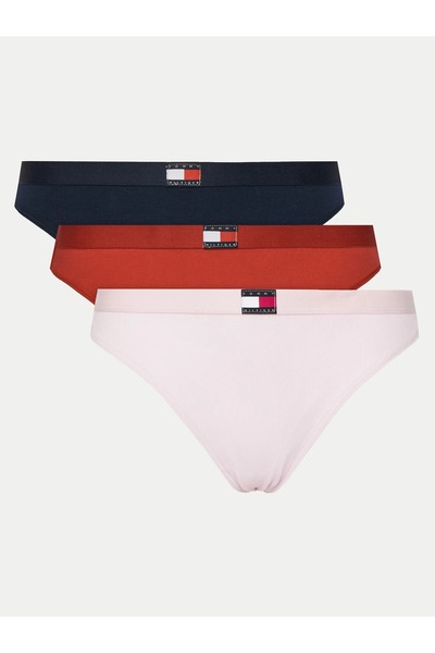 Tommy Hilfiger Kadın 3 PACK FLAG THONG (EXT. SIZE) Thong