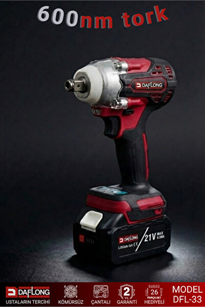DAFLONG 21V KÖMÜRSÜZ 600NM TORKLU ŞARJLI 1/2 SOMUN SIKMA DFL-33