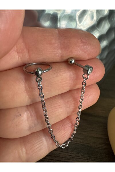 Bylin Takı Cerrahi Çelik Zincirli, Çiftli Pircing