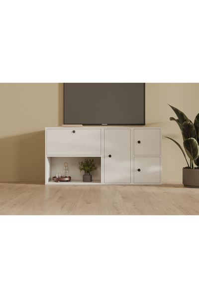 Nettrends Mila Minimalist Duvar Tipi 4 Kapaklı Tasarım TV Ünitesi ve Konsol M...