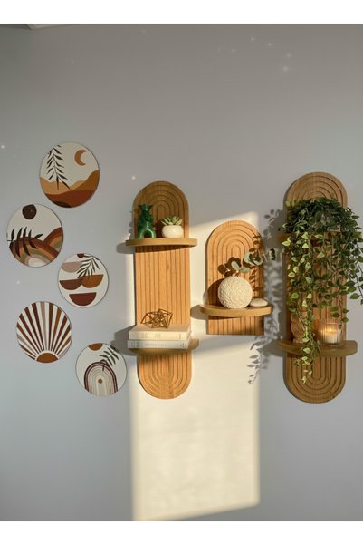 varje think outside the box Semplice Duvar Rafı Seti Ve Dekoratif Oval 5 Parça Tablo Seti
