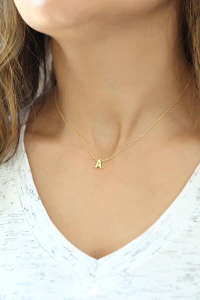 Azuris Silver 925 Ayar Gümüş Üç Boyutlu A Harfli Harfi Kolye