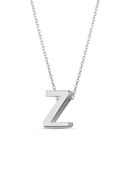 Azuris Silver Azuris 925 Ayar Gümüş Üç Boyutlu Z Harfli Harfi Kolye