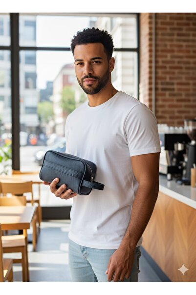 YMZBAG Dark Blue Double Handle Men's Handbag