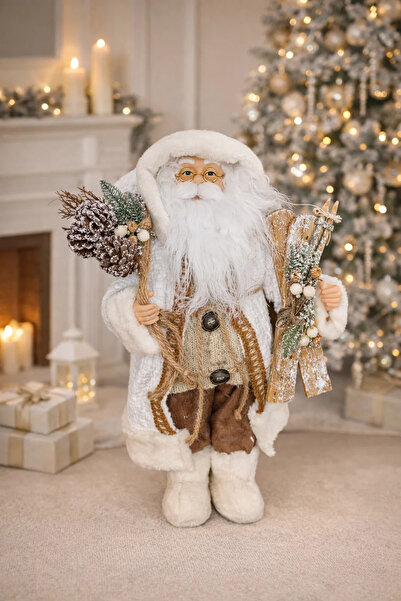 esdekor Santa Klaus Grey Home Noel Baba 45cm Figür Biblo Karlı Dağ Kayak 1 Ad...