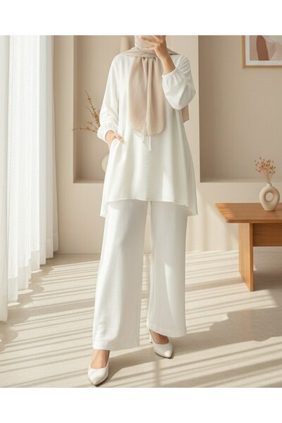 HİJABAYA Παντελόνι από ύφασμα μοντέρνο με ελαστική μέση και κορδόνια με φαρδι...