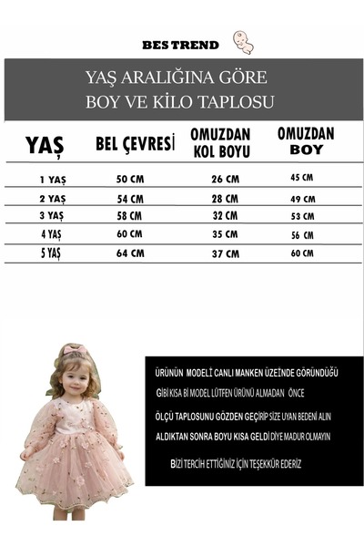 BES TREND Girls' Festival Dress Seasonal Cotton Lining Ages 1-5 Years