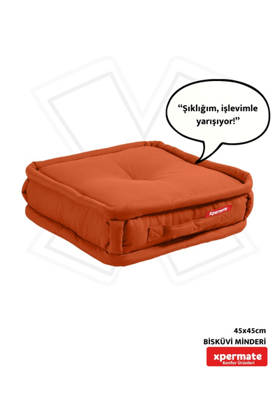 XPERMATE Bisküvi Yer Minderi Petek Önü Palet Üstü Minderi Bank Ve Bahçe Minderi 45x45x14 Cm Kiremit