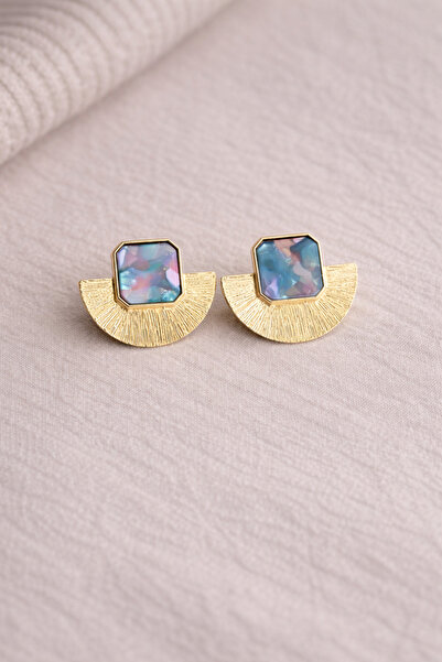 Owentis Pink Blue Ceramic Antique Model Elys Earrings