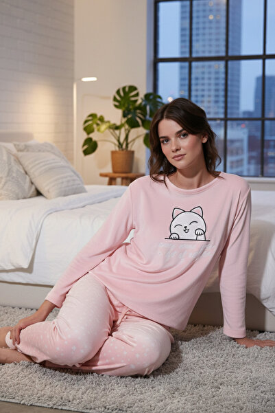 Lela Σετ πιτζάμες με μακρυμάνικο λαιμόκοψη με σχέδια, κανονική εφαρμογή, ΣΕΤ ΠΙΤΖΑΜΕΣ 65713312