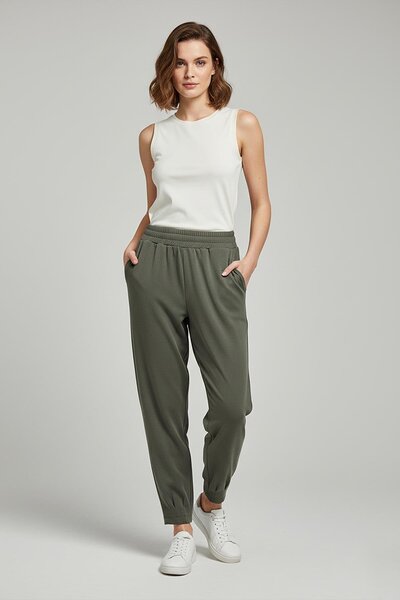 Puane Kadın Beli Lastikli Havuç Form Modal Pantolon-18276PNT - KHAKI