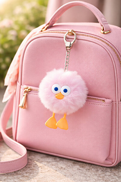 Şirin 1 adet Ponpon peluş Kuş Figürlü Anahtarlık