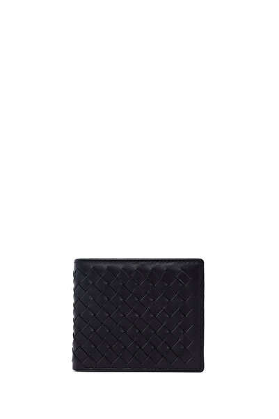Derimod Men's Black Braided Leather Wallet 000A2D361829