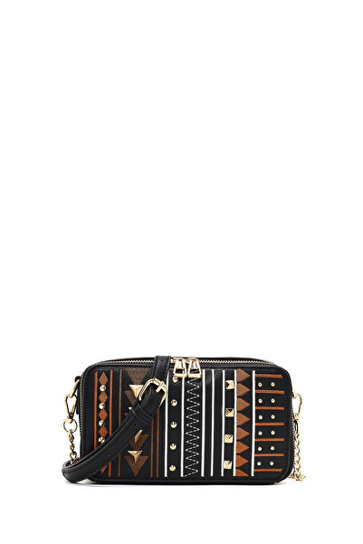 Derimod Kadın Siyah Uzun Askılı Baskılı Çapraz Çanta 25ABD264526