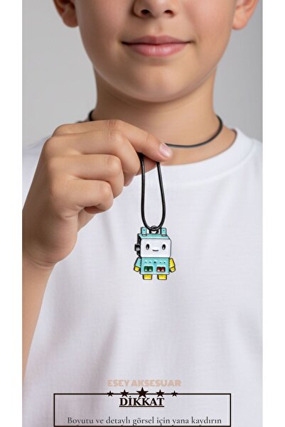 Esey Dizayn Robot Kolye ve Deri Bileklik