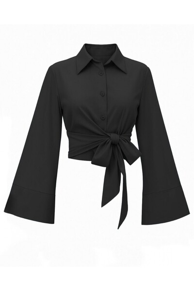 HİJABAYA Yan Bağlamalı İspanyol Kol Düğmeli Gömlek