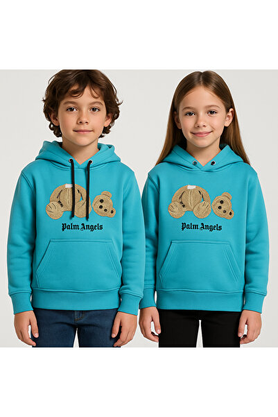 YusGos Φούτερ με στάμπα αρκουδάκι με κουκούλα για κορίτσια/αγόρια (3-15 ετών)