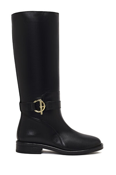 Derimod Women's Black Buckle Detailed Leather Boots 25Wfd163418