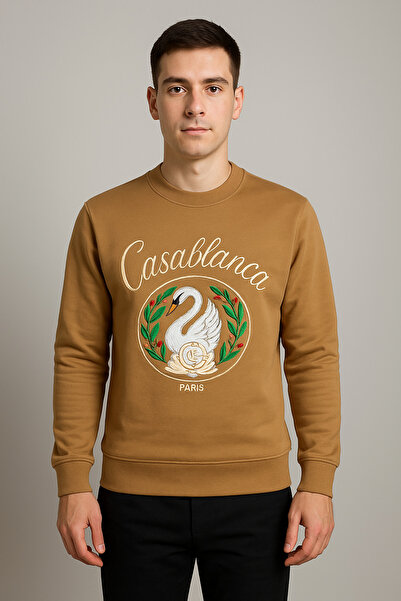 YusGos Unisex Men/Women Casablanca Embroidered Cotton Hooded Crew Neck Sweatshirt