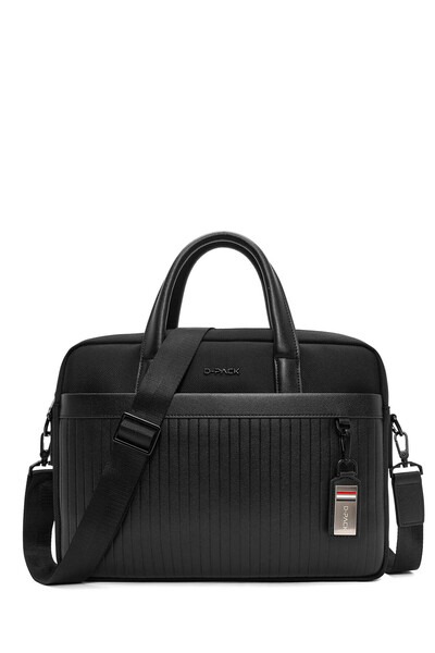 Derimod D-Pack Men's Black Long Strap Fabric Briefcase 24Wbd30136F