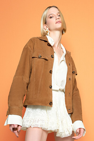 Derimod Valenza Kadın Camel Süet Deri Ceket 24WGD527610