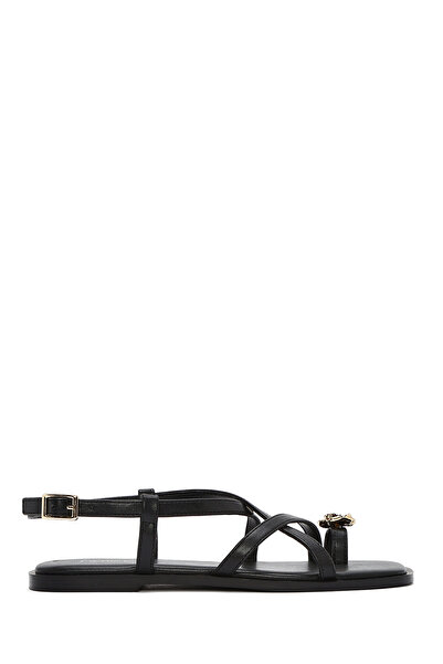 Derimod Kadın Siyah Tokalı Parmak Arası Sandalet 25SFD442218