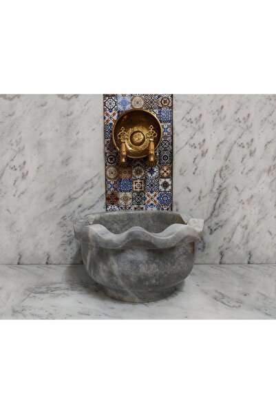 banyodecor Gri Fırfır Düz Mermer Kurna