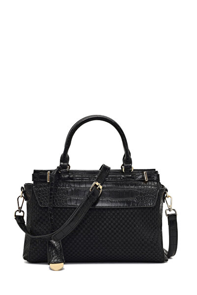 Derimod Kadın Siyah Uzun Askılı Desenli Kol Çantası 25SBD254214