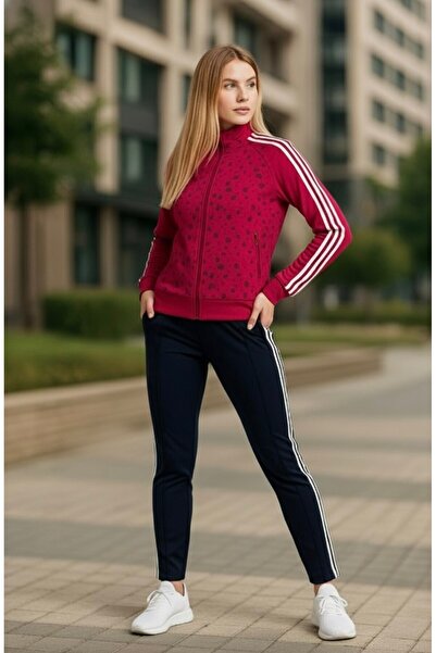 YusGos طقم رياضي نسائي من قماش الغوص بسحاب