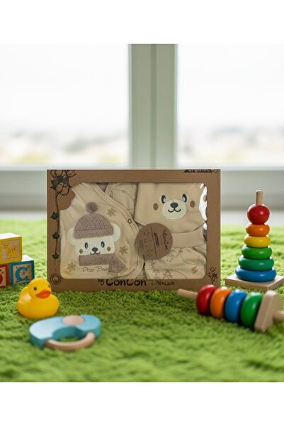 YusGos Organic 5 Piece Teddy Bear Embroidered Bamboo Newborn Hospital Dischar...