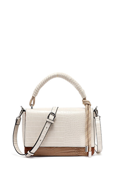 Derimod حقيبة كروس نسائية باللون البيج بحزام طويل بنمط تمساح 25ABD2706E3