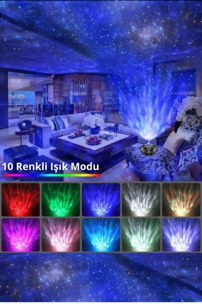 ALFAGİFT Yıldızlı Bluetooth Hoparlör Projektör Gece Lambası- Galaksi Lazer Işık Ve Parti Led Disko Topu