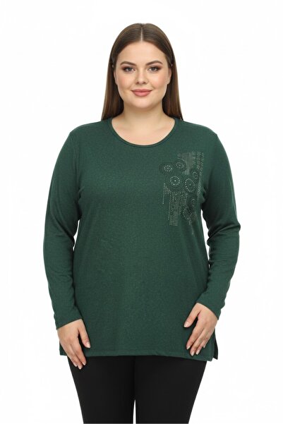 elma abone Super Battal Stone Wool Combed Cotton Blouse Peach