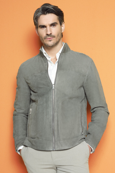 Derimod معطف رجالي من الجلد السويدي باللون الأخضر على الوجهين من Rakitic 24SG...