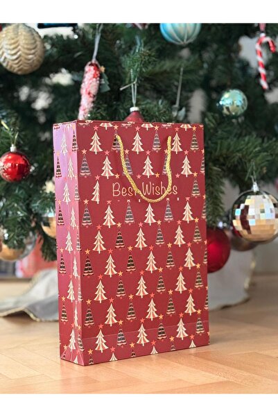 4nio Cele mai bune urări Claret Red Pungă de carton pentru cadou de Anul Nou