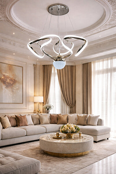 Lamira aydınlatma MODERN LÜKS SALON MODEL DRON LEDLI 3 RENK GOLD SARKIT AVIZE