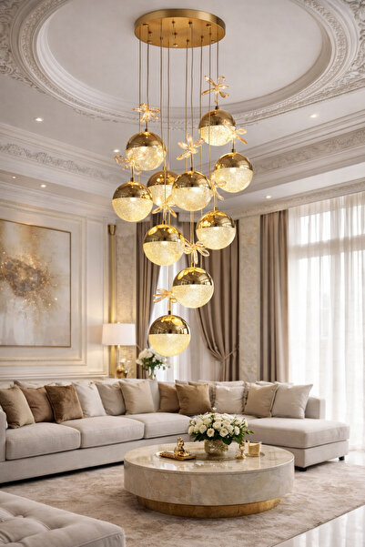 Lamira aydınlatma LAMİRA AYDINLATMA 9 TOPLU SARKIT LED AVİZE MODELİMİZ