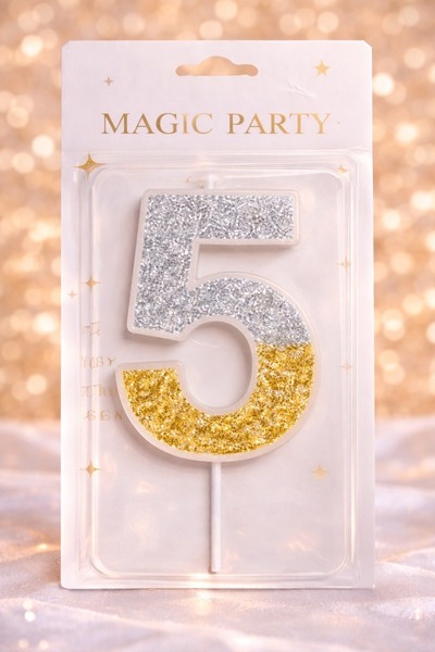 Magic Party LARGE birthday candle for cake ~ 12 cm ~ number 5