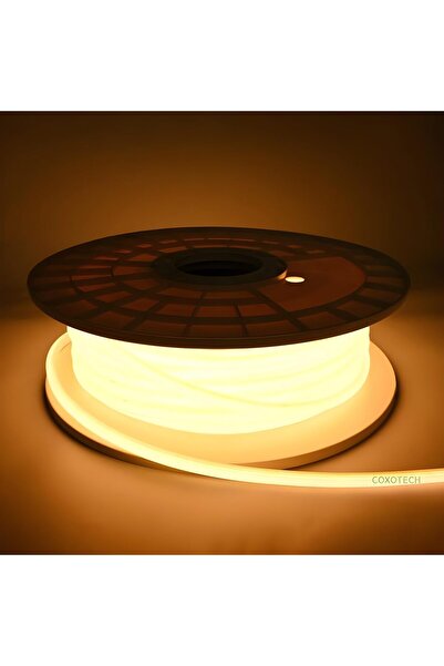 Generic شريط إضاءة LED COB بطول 50 مترًا/165 قدمًا، مقاوم للماء والغبار بمعيار IP65، بقطر 8 مم، مرن مع موصل (أبيض دافئ)