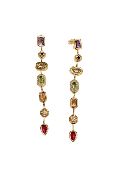 Sense of Atelier الحجر الملون طويل استرخى الأقراط