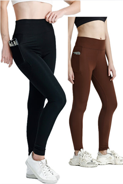 glanour بنطال ضيق نسائي عالي الخصر مكون من يبرز انحناءات الجسم جيوب، عبوة من ...