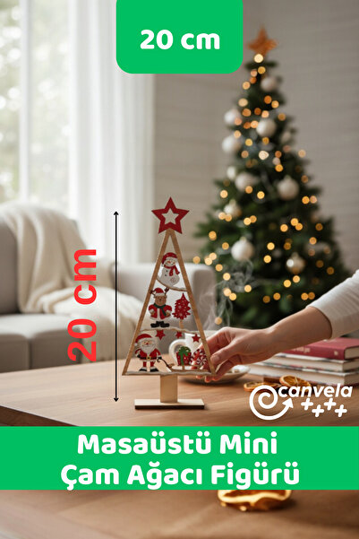 CANVELA Yılbaşı Masaüstü 20cm Çam Ağacı Noel Baba Figürü Küçük Boy Yılbaşı Sü...