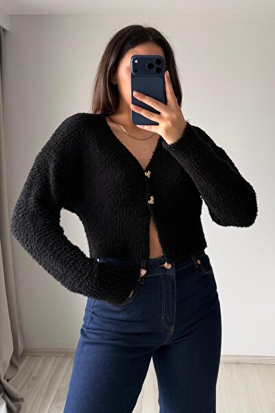Güneş Soft Textured Short Knit Cardigan