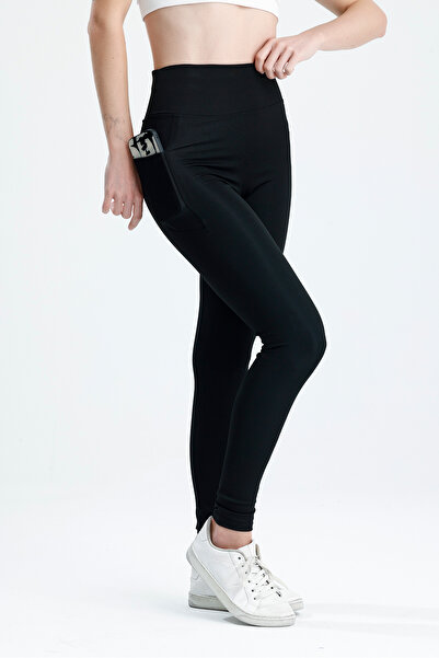 glanour بنطال ضيق أسود موسمي عالي الخصر للنساء مكون من يبرز انحناءات الجسم جيوب