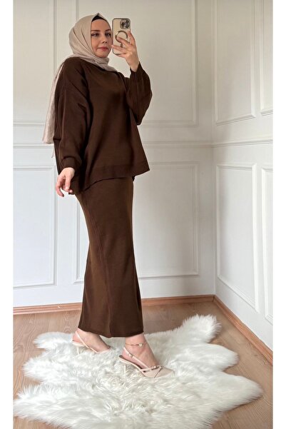 AXXAN طقم تريكو نسائي مع تنورة وسترة، طقم ملابس محتشمة